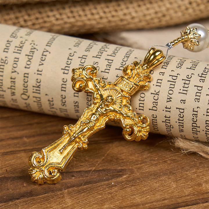 Rosario della Grazia Divina fatto a mano in cristallo verde smeraldo e perle del Padre Nostro Christianartworkshop - image 7