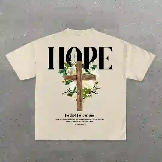 Maglietta con stampa della croce della speranza Christianartworkshop - Beige - 2XL - image 2