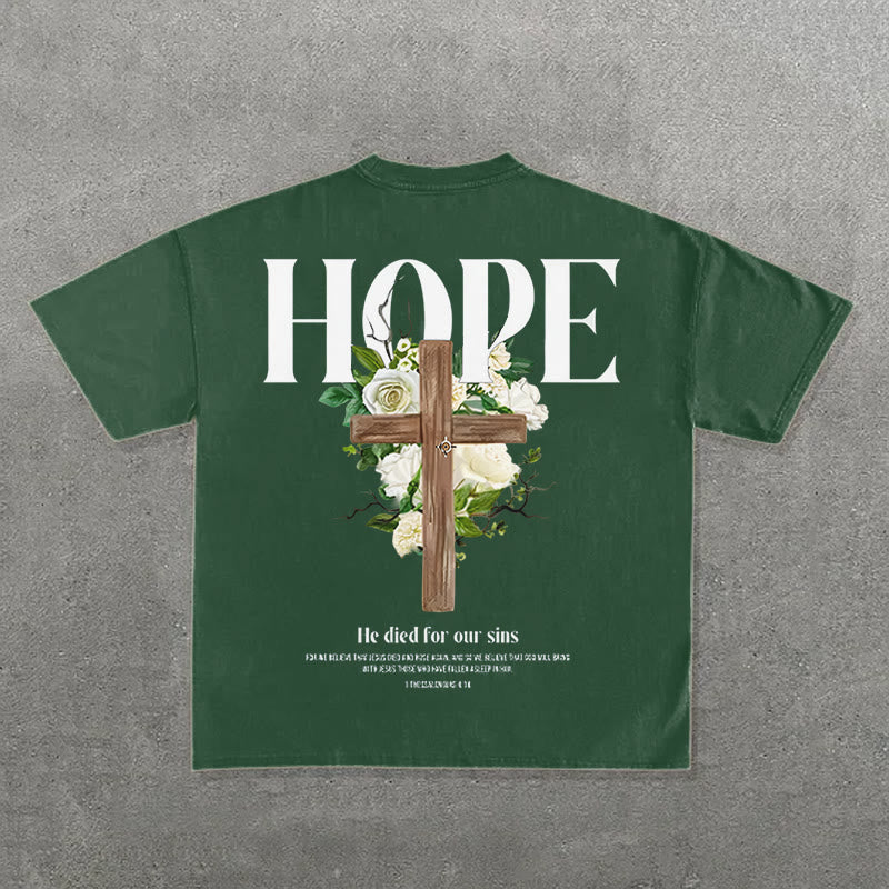 Maglietta con stampa della croce della speranza Christianartworkshop - Verde scuro - 2XL - image 6