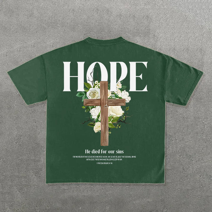 Maglietta con stampa della croce della speranza Christianartworkshop - Verde scuro - 2XL - image 6