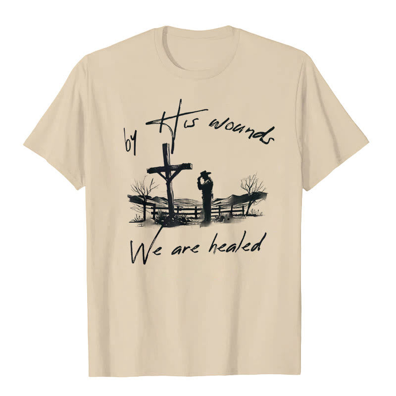 Christianartworkshop Maglietta "Per le sue ferite siamo guariti" - Beige - 2XL - image 2