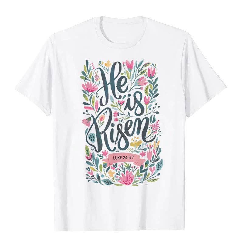 Christianartworkshop Maglietta grafica con stampa floreale "He Is Risen" - Bianco - 2XL - image 0