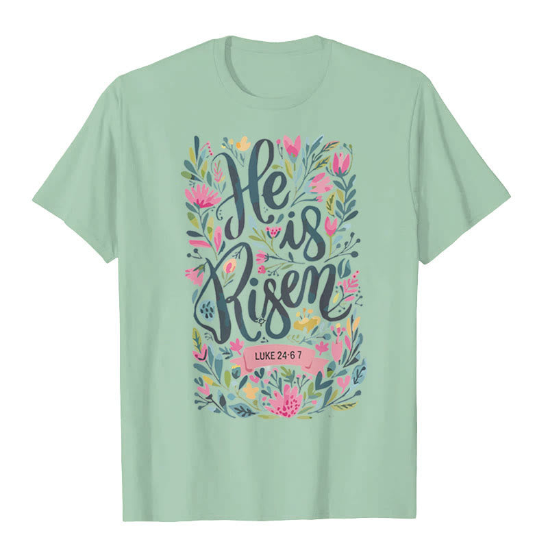 Christianartworkshop Maglietta grafica con stampa floreale "He Is Risen" - Verde chiaro - 2XL - image 5