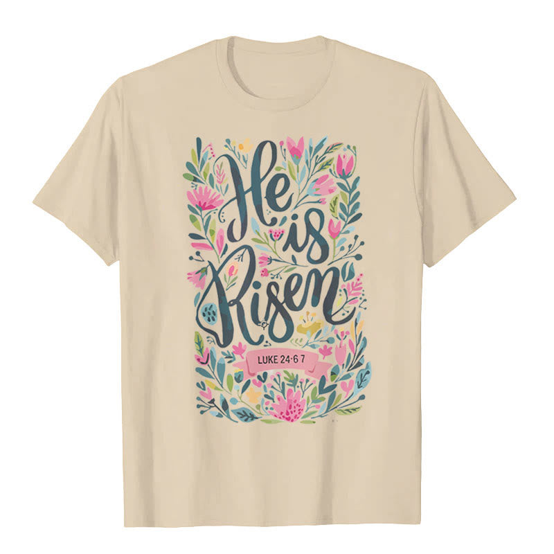 Christianartworkshop Maglietta grafica con stampa floreale "He Is Risen" - Beige - 2XL - image 2