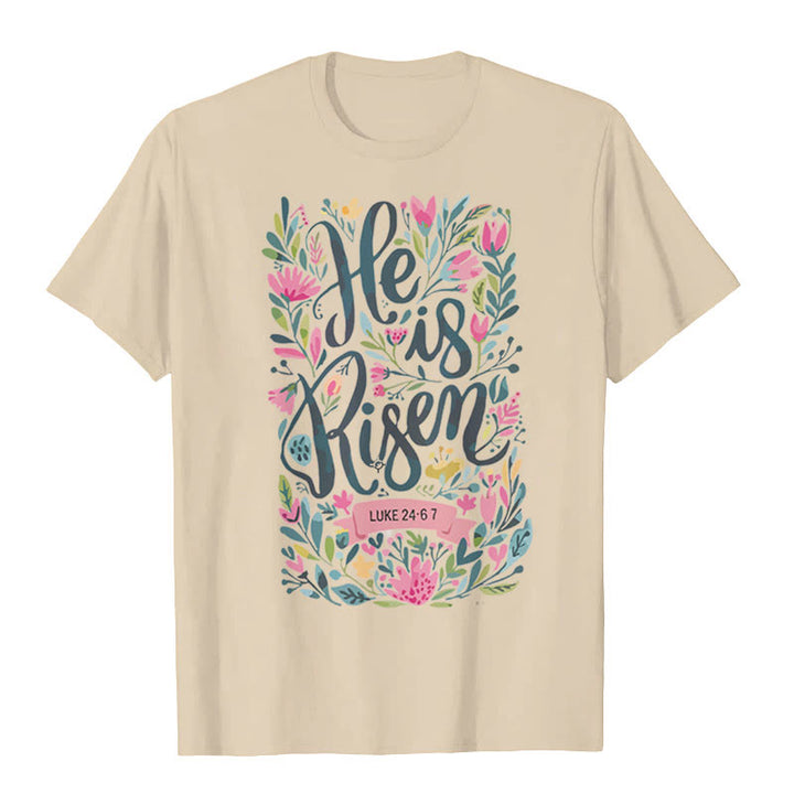 Christianartworkshop Maglietta grafica con stampa floreale "He Is Risen" - Beige - 2XL - image 2