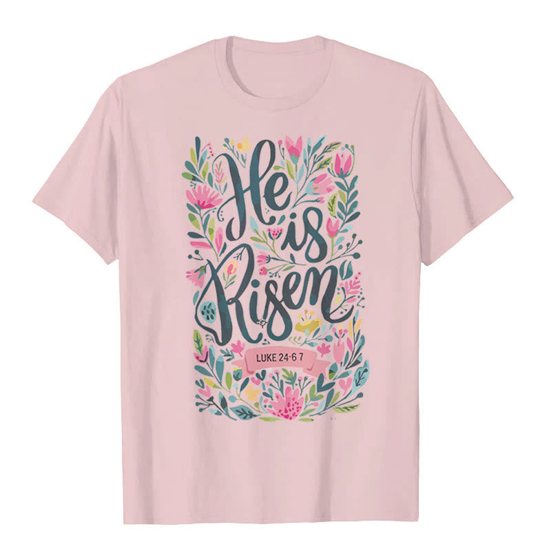 Christianartworkshop Maglietta grafica con stampa floreale "He Is Risen" - Rosa - 2XL - image 4