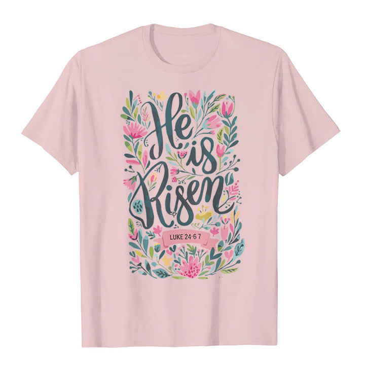 Christianartworkshop Maglietta grafica con stampa floreale "He Is Risen" - Rosa - 2XL - image 4