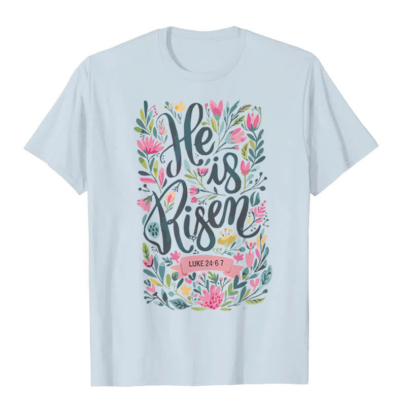Christianartworkshop Maglietta grafica con stampa floreale "He Is Risen" - Blu - 2XL - image 3