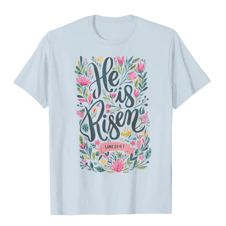 Christianartworkshop Maglietta grafica con stampa floreale "He Is Risen" - Blu - 2XL - image 3