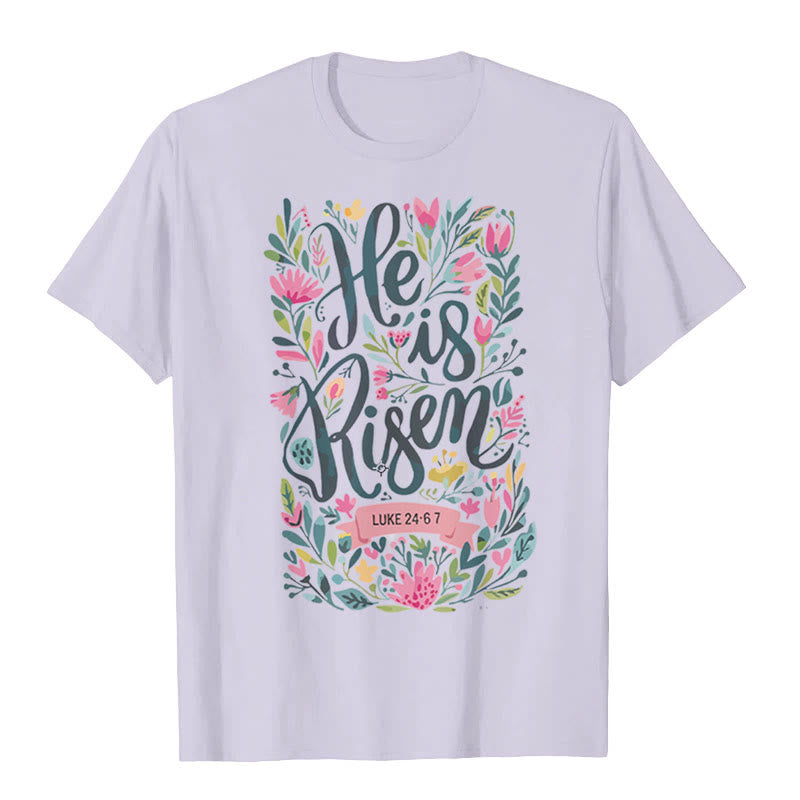 Christianartworkshop Maglietta grafica con stampa floreale "He Is Risen" - Viola - 2XL - image 7