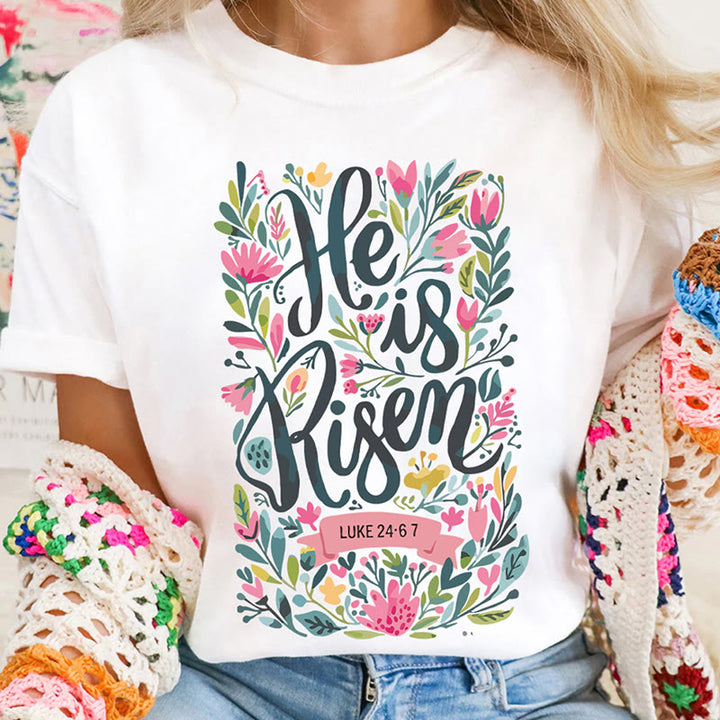 Christianartworkshop Maglietta grafica con stampa floreale "He Is Risen" - image 12