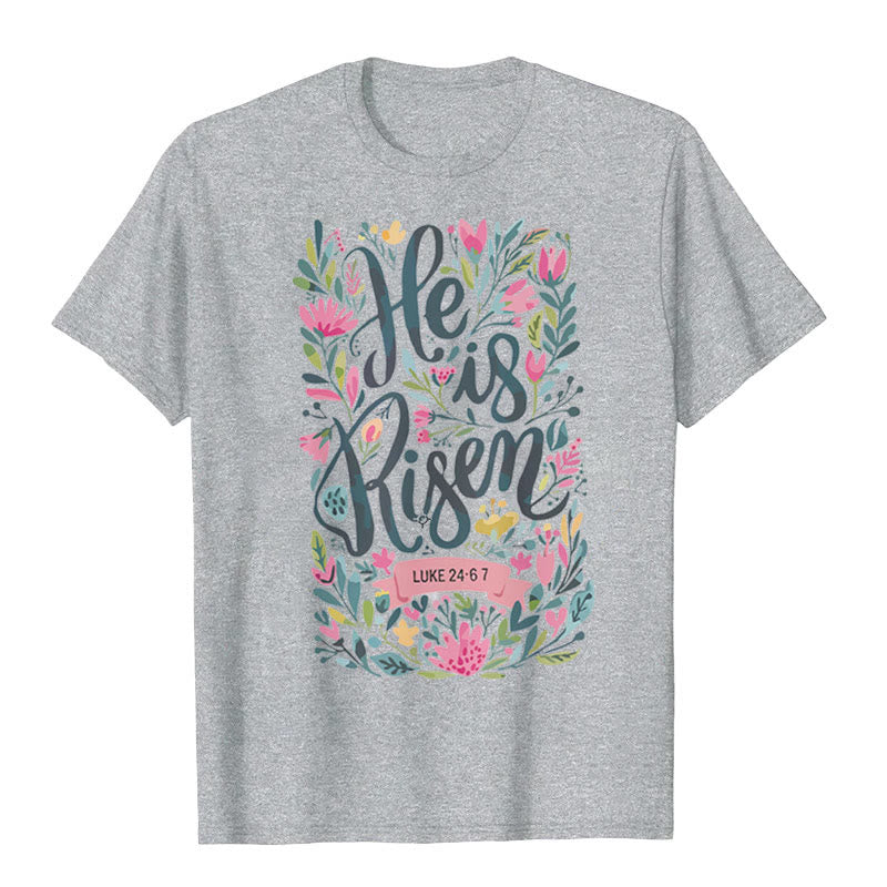 Christianartworkshop Maglietta grafica con stampa floreale "He Is Risen" - Grigio - 2XL - image 8