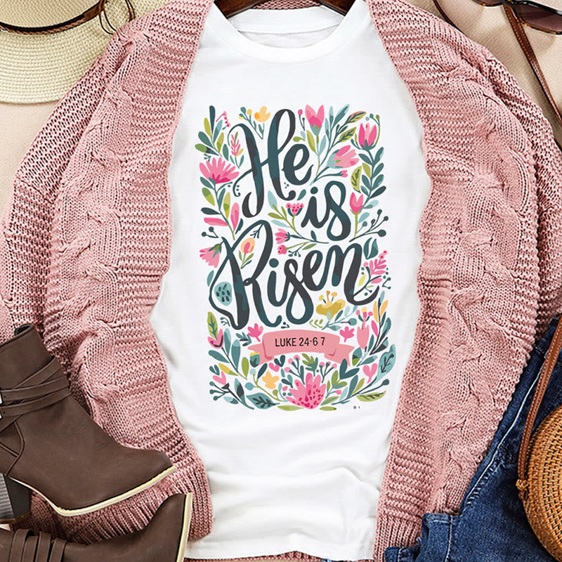 Christianartworkshop Maglietta grafica con stampa floreale "He Is Risen" - image 13