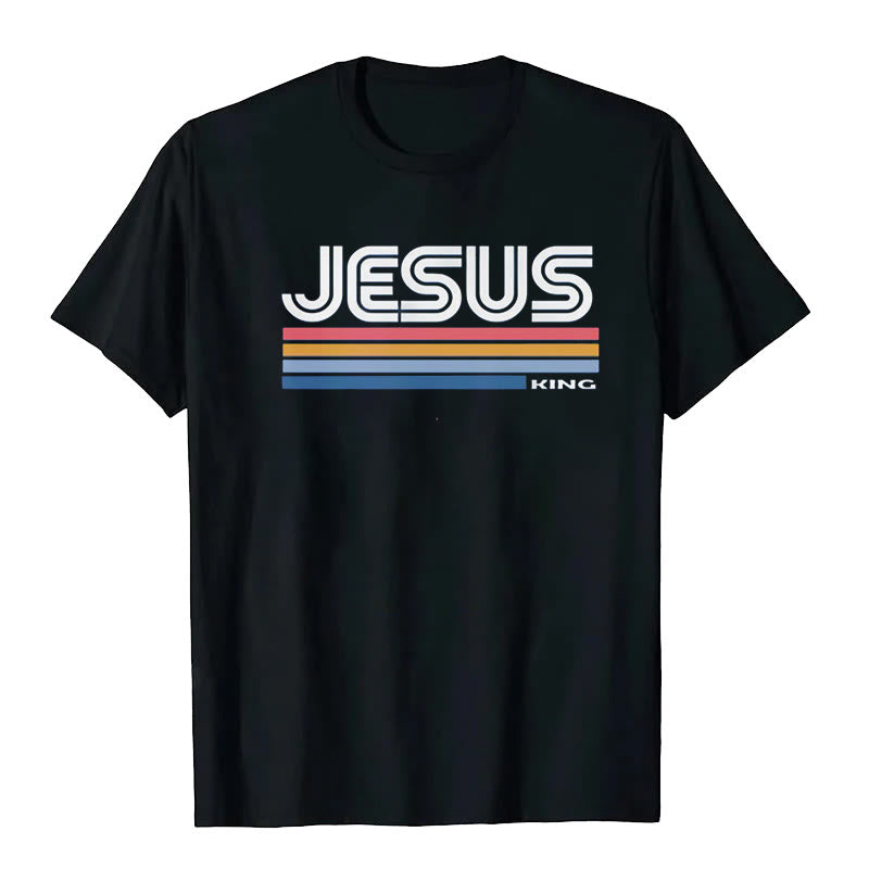 Maglietta retrò Jesus King Christianartworkshop - Nero - 2XL - image 1
