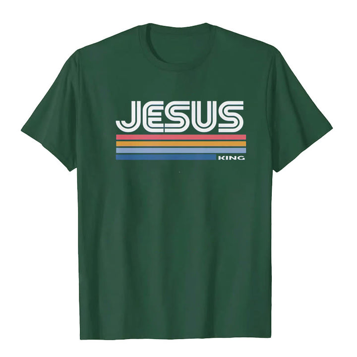 Maglietta retrò Jesus King Christianartworkshop - Verde scuro - 2XL - image 6