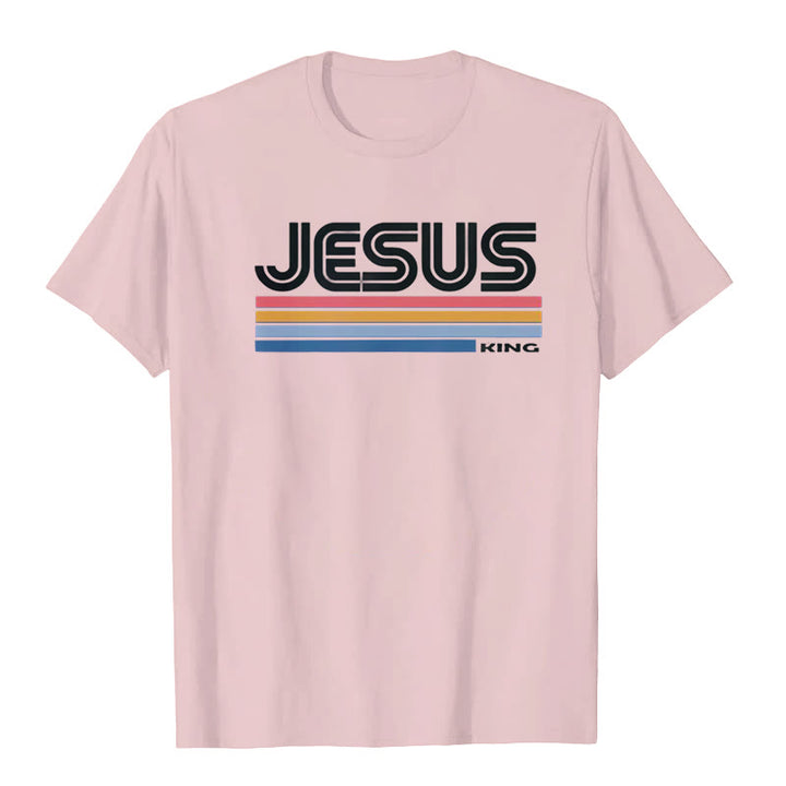 Maglietta retrò Jesus King Christianartworkshop - Rosa - 2XL - image 4