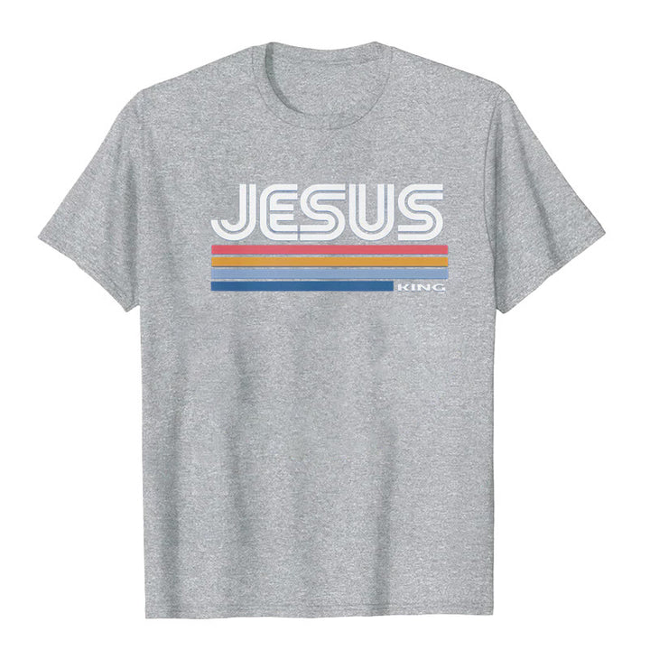 Maglietta retrò Jesus King Christianartworkshop - Grigio - 2XL - image 8