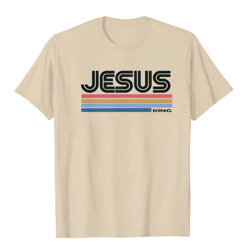 Maglietta retrò Jesus King di Christianartworkshop - Beige - 2XL - image 2