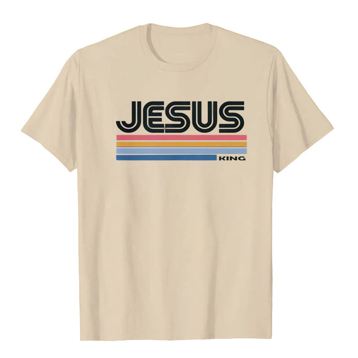 Maglietta retrò Jesus King di Christianartworkshop - Beige - 2XL - image 2