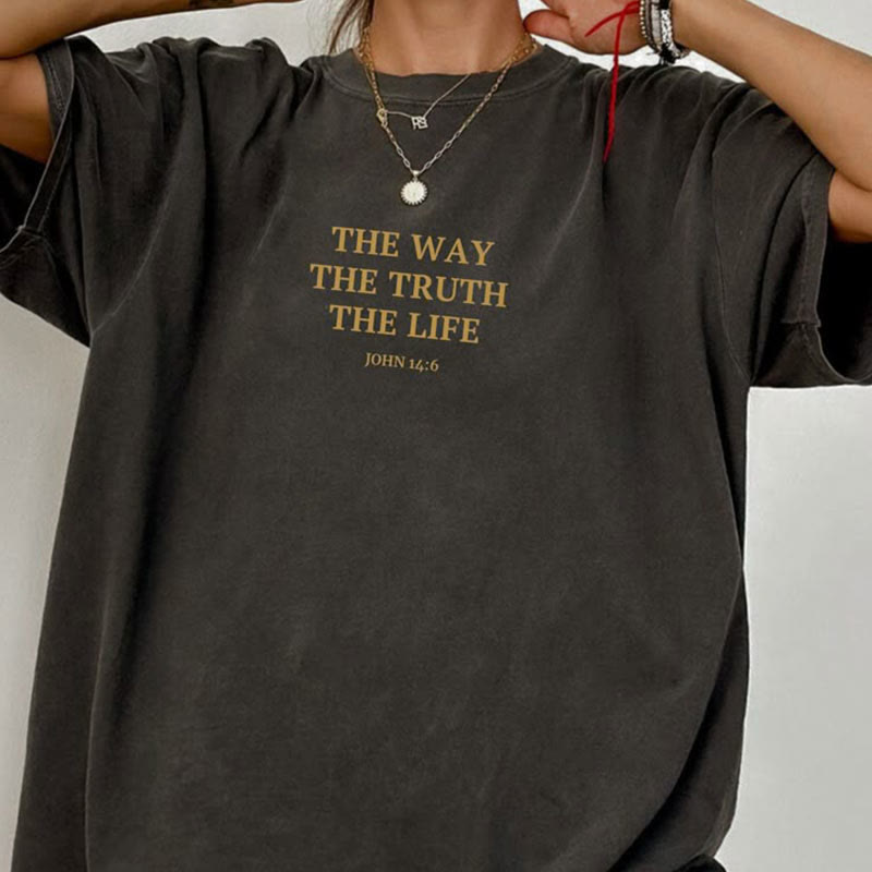Christianartworkshop Gesù è la via, la verità, la vita - Maglietta lavata Giovanni 14:6 - Nero - 4XL - image 0