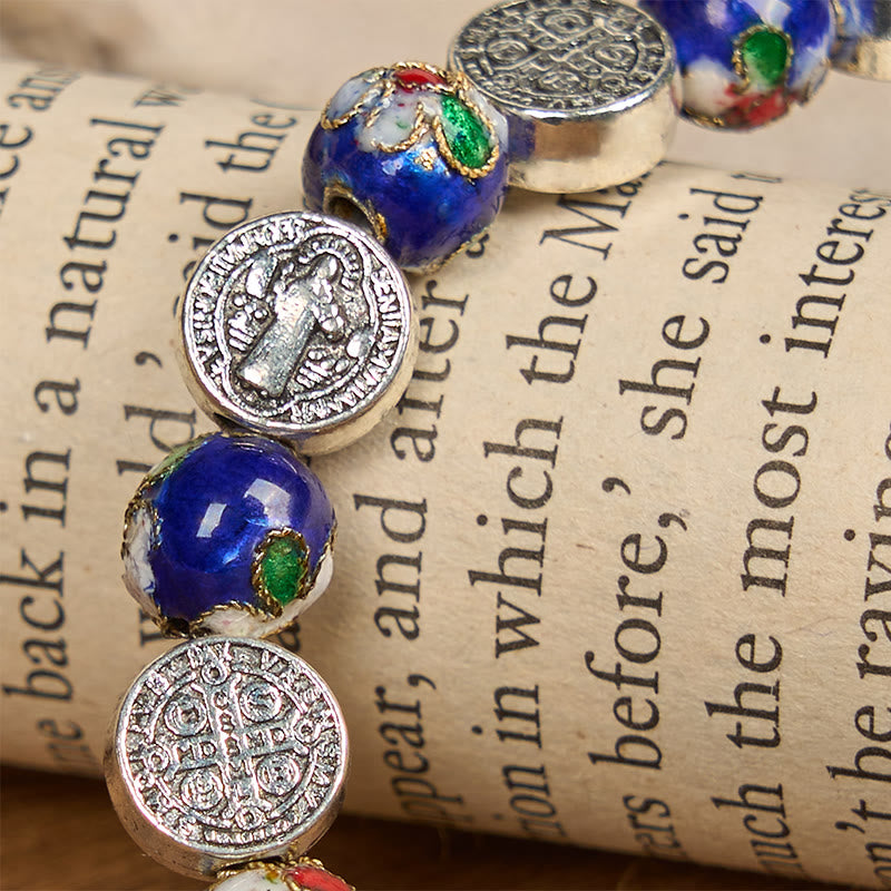 Christianartworkshop Braccialetto di benedizione divina con perline cloisonné blu fatte a mano: un simbolo di fede - image 6