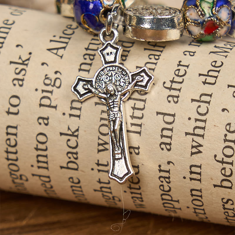 Christianartworkshop Braccialetto di benedizione divina con perline cloisonné blu fatte a mano: un simbolo di fede - image 5