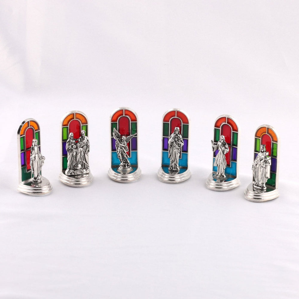 Christianartworkshop 6 pezzi/set icona di vetrate colorate in stile chiesa, statua della grazia divina, ornamento da tavolo - image 1