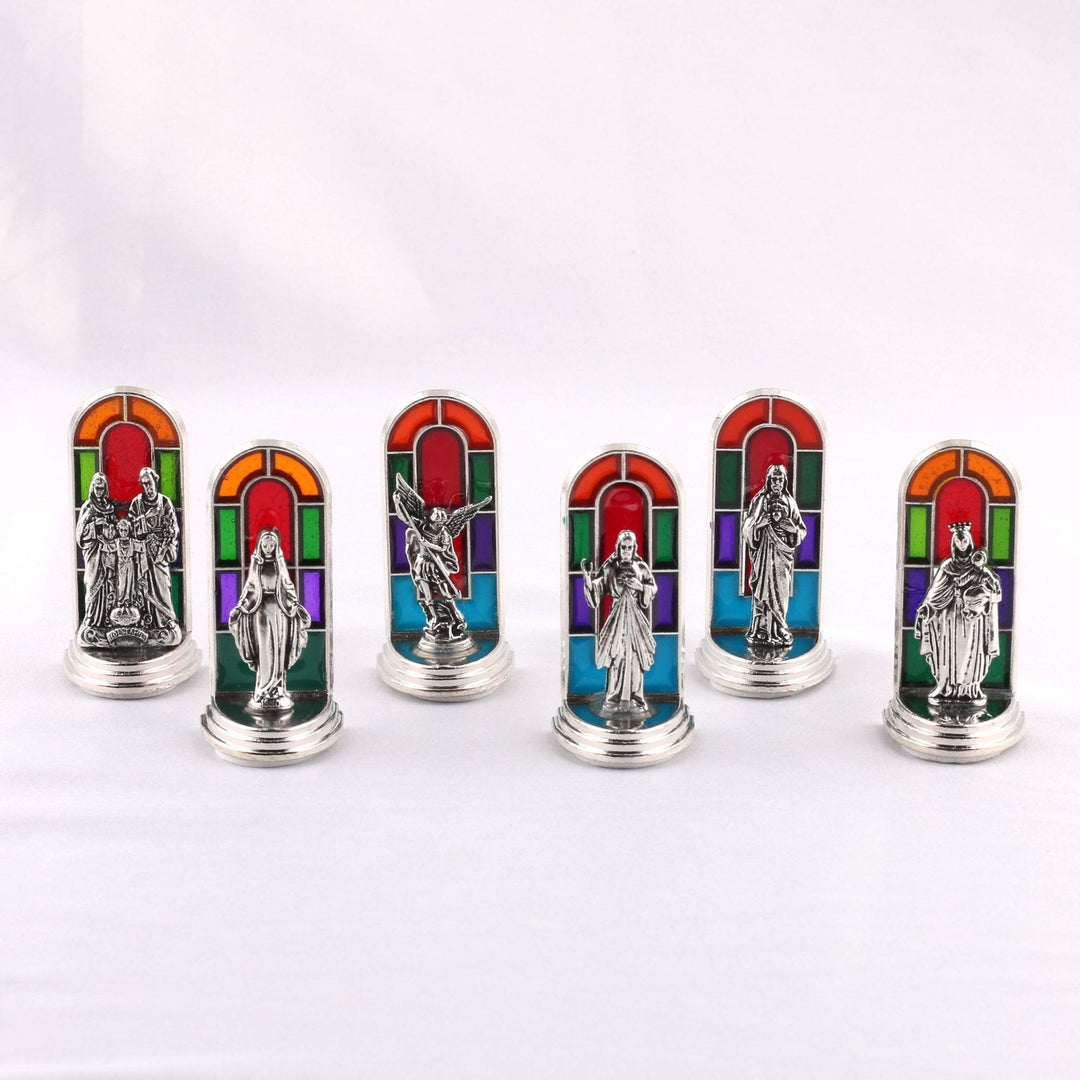 Christianartworkshop 6 pezzi/set icona di vetrate colorate in stile chiesa, statua della grazia divina, ornamento da tavolo - 6 pezzi/set - image 0
