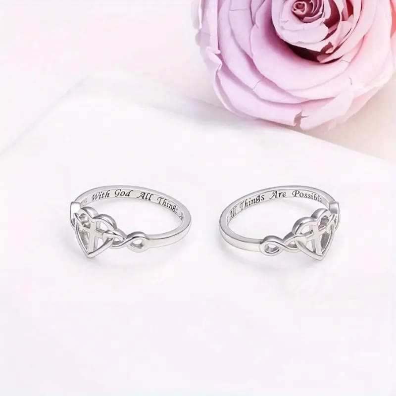 Christianartworkshop Cuore Croce Fede - Anello legato: con Dio, tutto è possibile - image 4