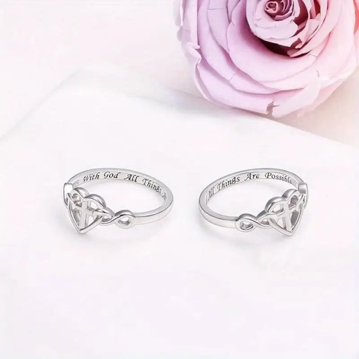 Christianartworkshop Cuore Croce Fede - Anello legato: con Dio, tutto è possibile - image 4