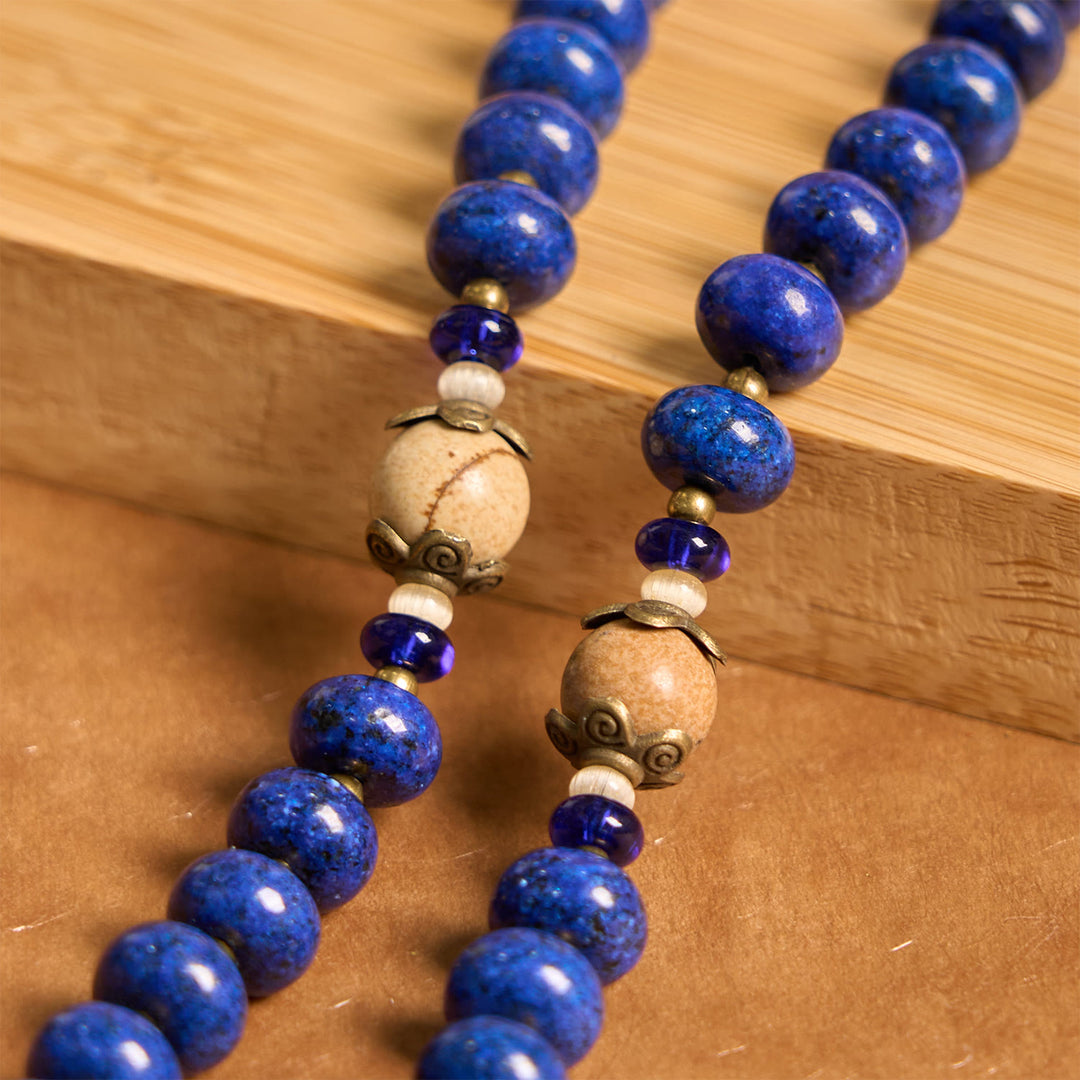 Christianartworkshop Medaglia e crocifisso di Santa Teresa di Lisieux fatti a mano da 8*10 mm, rosario in pietra oblata di lapislazzuli e mappa - image 6