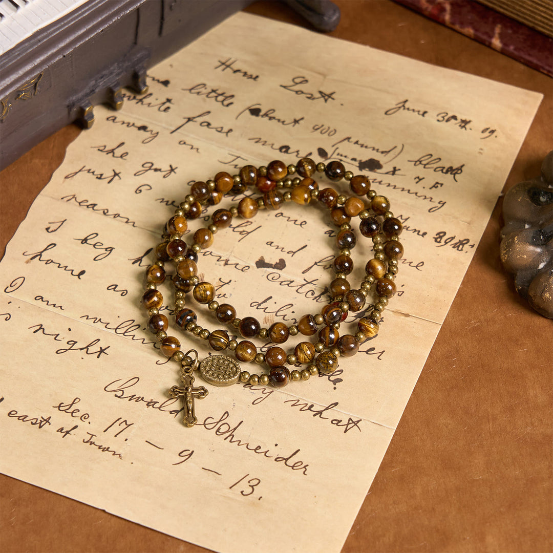 Braccialetto rosario elastico fatto a mano in pietra occhio di tigre Christianartworkshop : una gemma spirituale a duplice scopo - image 7