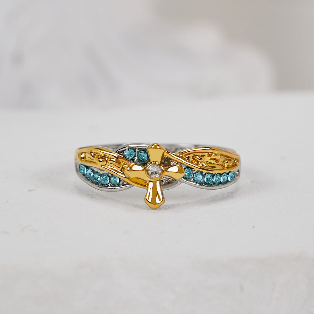 Christianartworkshop Anello in lega bicolore con cuore e poesia cristiana "Impronte nella sabbia" - image 1