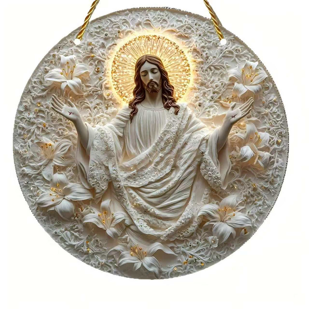 Christianartworkshop Gesù e fiori, ornamenti rotondi da appendere: un simbolo dello spirito divino - image 2