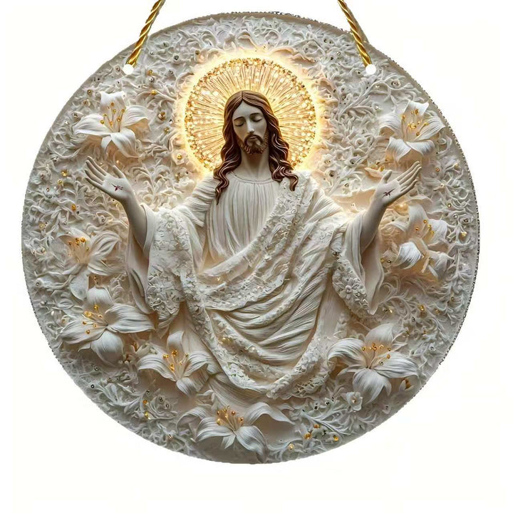 Christianartworkshop Gesù e fiori, ornamenti rotondi da appendere: un simbolo dello spirito divino - image 2