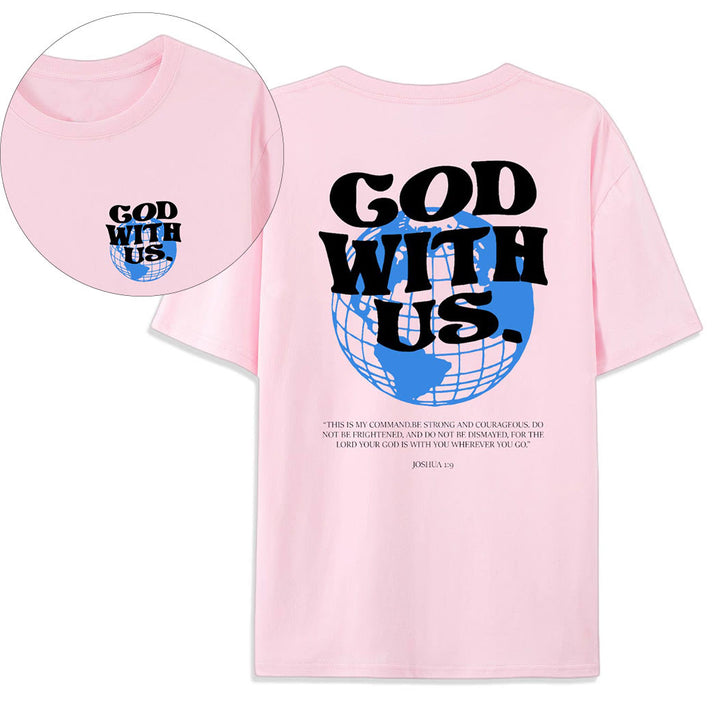 Christianartworkshop Dio con noi T-shirt in cotone - Rosa - 2XL - image 12