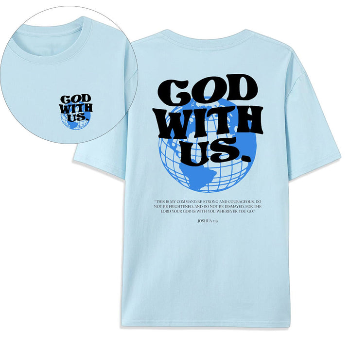 Christianartworkshop Dio con noi T-shirt in cotone - Blu - 2XL - image 15