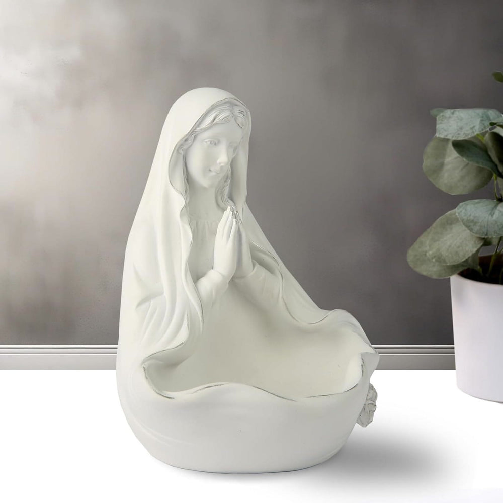 Christianartworkshop Contenitore portarosario bianco della Madonna: abbracciare la tranquillità con la grazia divina - image 1