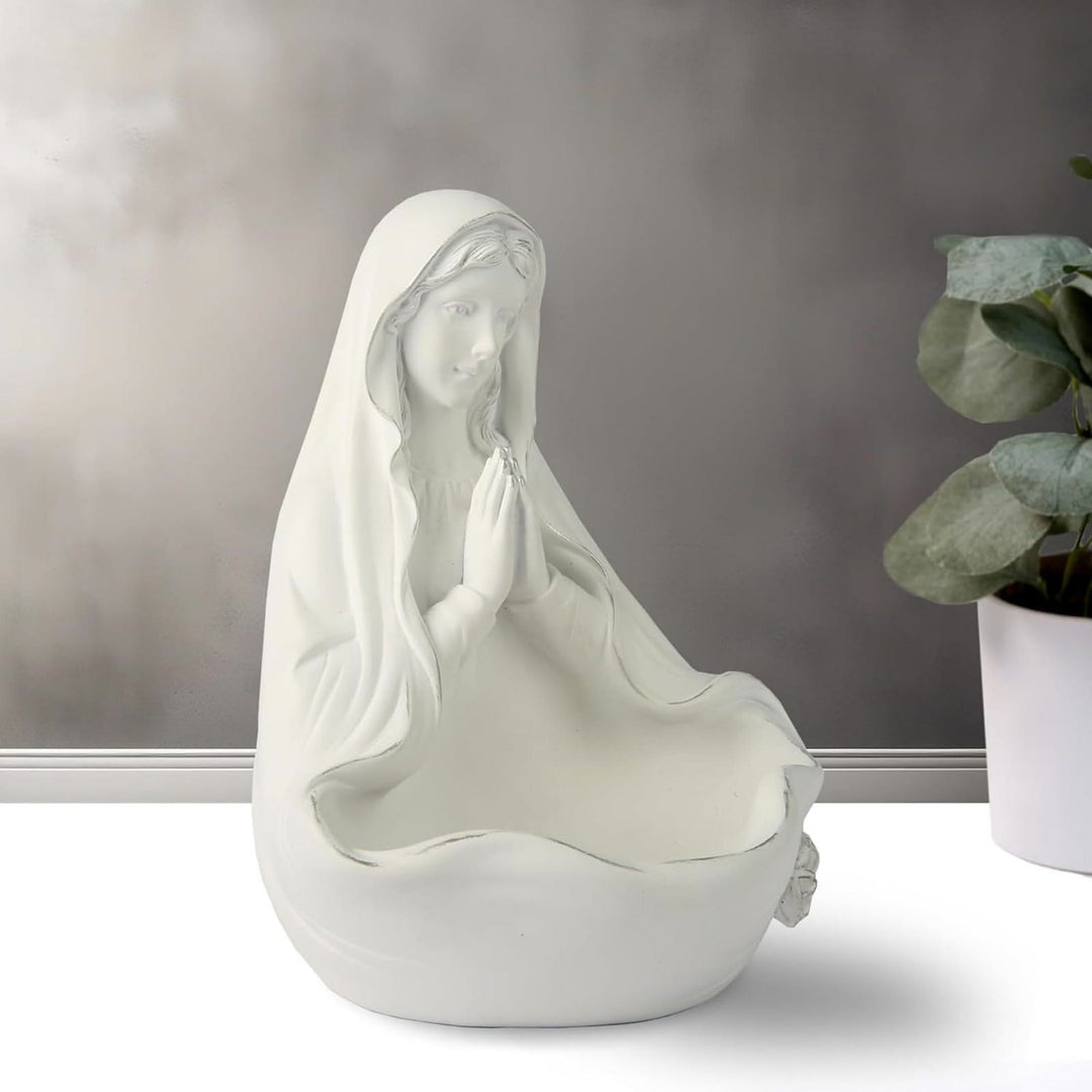 Christianartworkshop Contenitore portarosario bianco della Madonna: abbracciare la tranquillità con la grazia divina - image 1