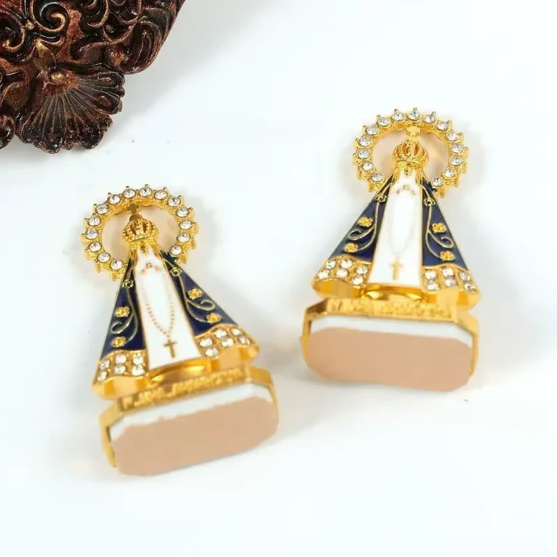 Christianartworkshop Decorazioni da scrivania in metallo raffiguranti la Madonna di Aparecida: un omaggio splendente alla fede e alla bellezza - image 2