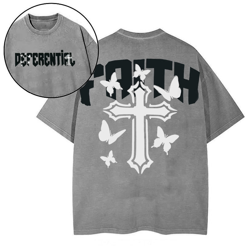 Maglietta a maniche corte "FAITH" di Christianartworkshop - Grigio - 2XL - image 10