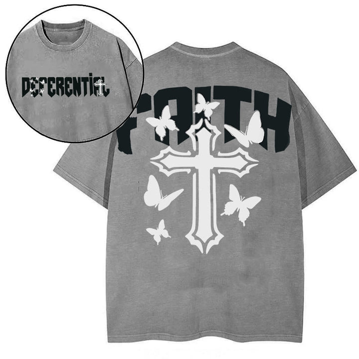 Maglietta a maniche corte "FAITH" di Christianartworkshop - Grigio - 2XL - image 10