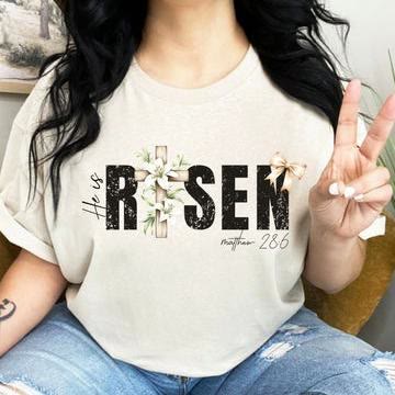 Maglietta a maniche corte "He is RISEN" Christianartworkshop - image 2