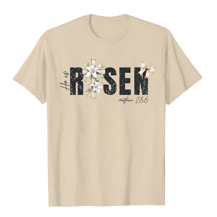 Maglietta a maniche corte "He is RISEN" Christianartworkshop - Beige - 2XL - image 4