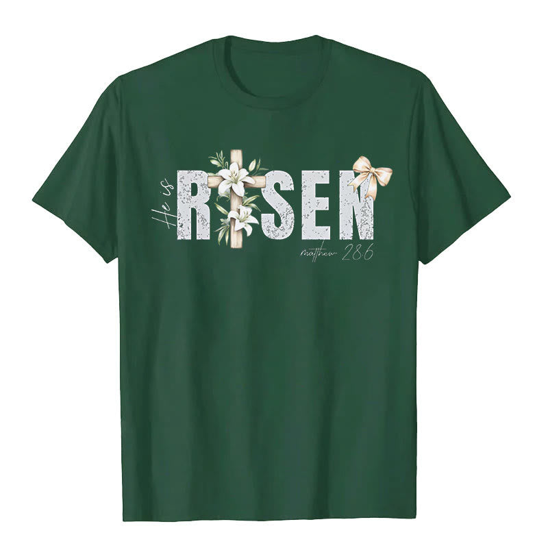 Maglietta a maniche corte "He is RISEN" Christianartworkshop - Verde scuro - 2XL - image 8