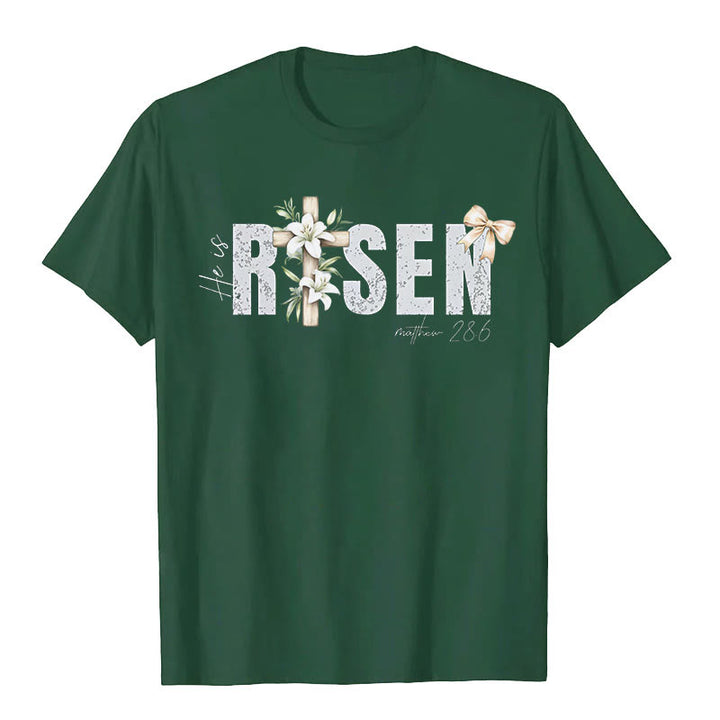 Maglietta a maniche corte "He is RISEN" Christianartworkshop - Verde scuro - 2XL - image 8