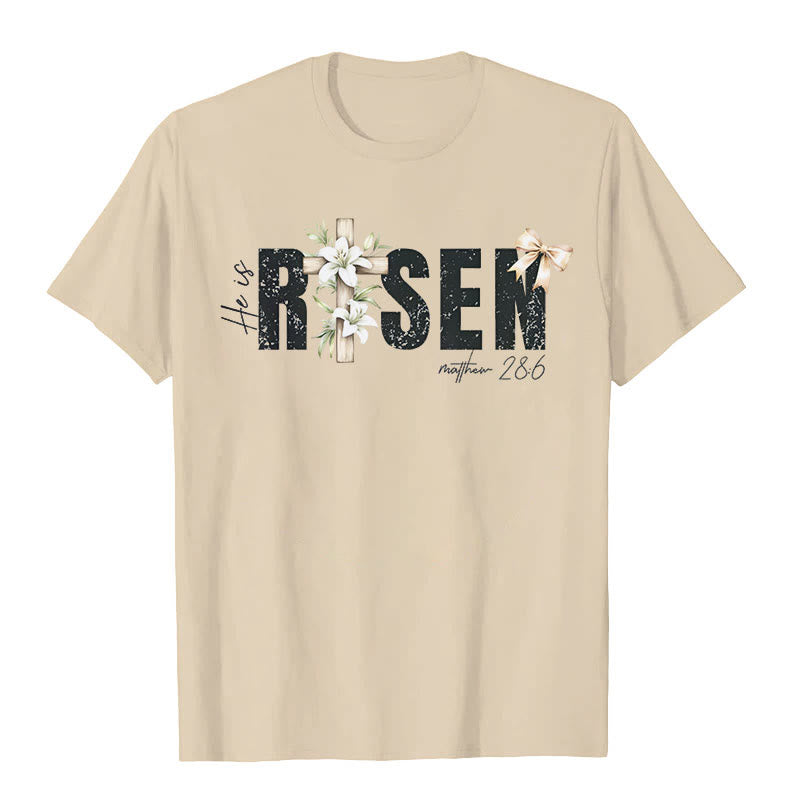 Maglietta a maniche corte "He is RISEN" Christianartworkshop - Beige - 2XL - image 4