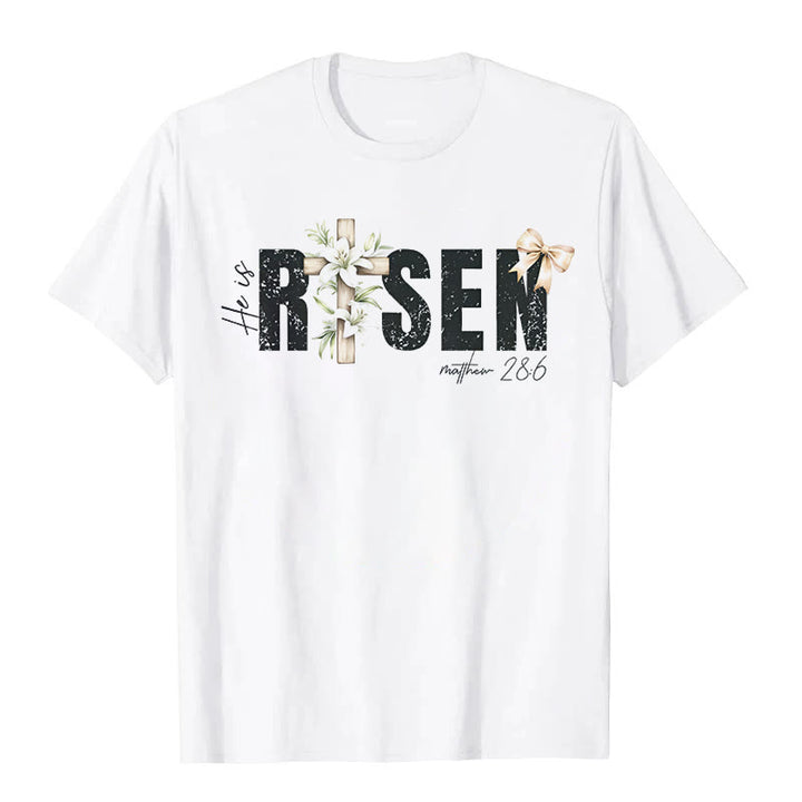 Maglietta a maniche corte "He is RISEN" Christianartworkshop - Bianco - 2XL - image 0