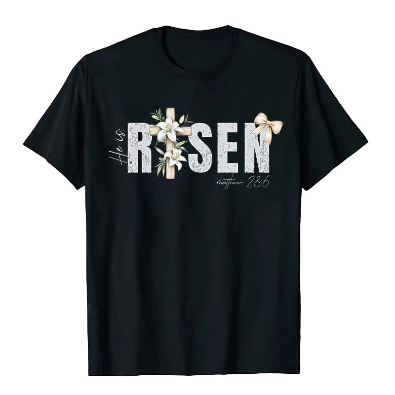 Maglietta a maniche corte "He is RISEN" Christianartworkshop - Nero - 2XL - image 3