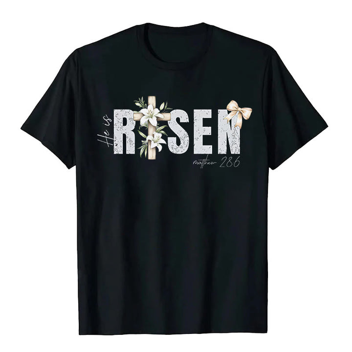 Maglietta a maniche corte "He is RISEN" Christianartworkshop - Nero - 2XL - image 3